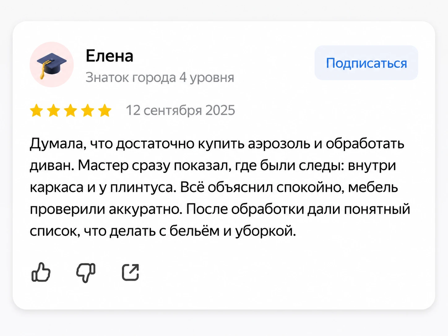 Отзыв Елены в стиле Яндекс Карт